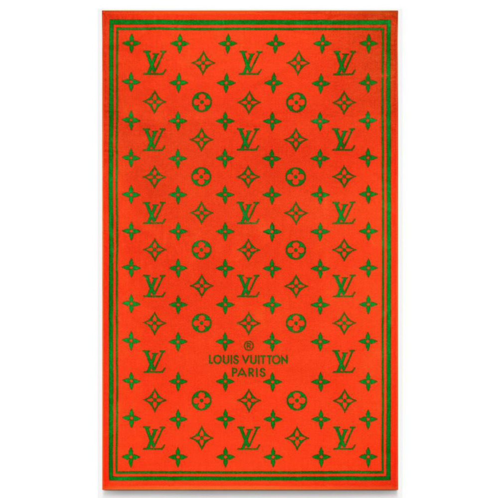 Louis Vuitton Serviette Bain Orange Green Monogram Classic Logo Bath Beach Towel